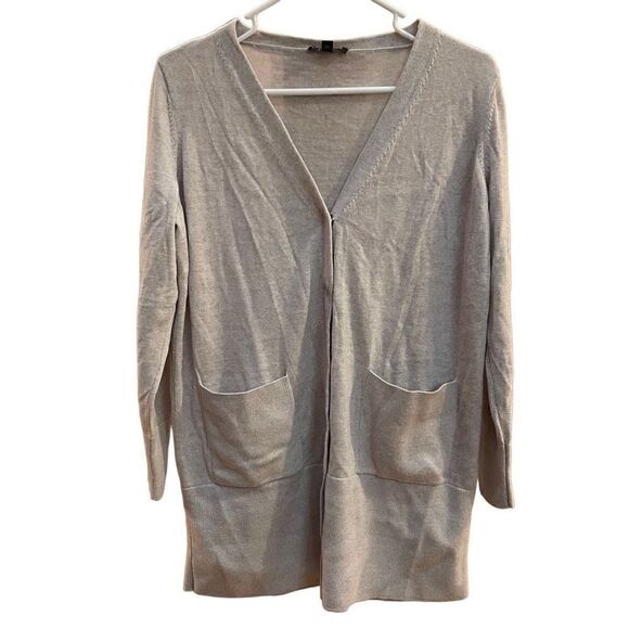 Eileen Fisher Cardigan Women’s XS 100% Merino Wool Heather Gray Button Up FLAWED - Picture 1 of 6